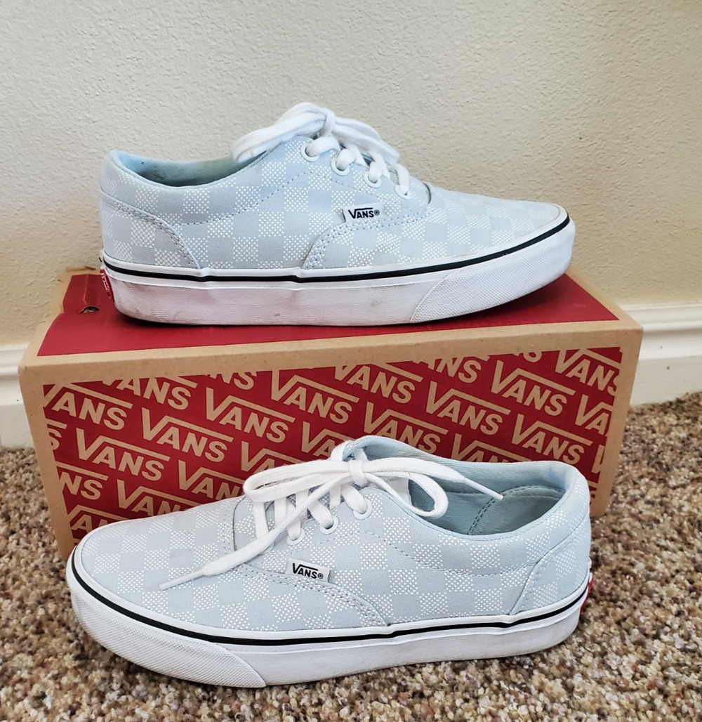 Vans Doheny Checker Dot Ballad Blue White Sneakers Women's Size 7 Canvas Lace Up
